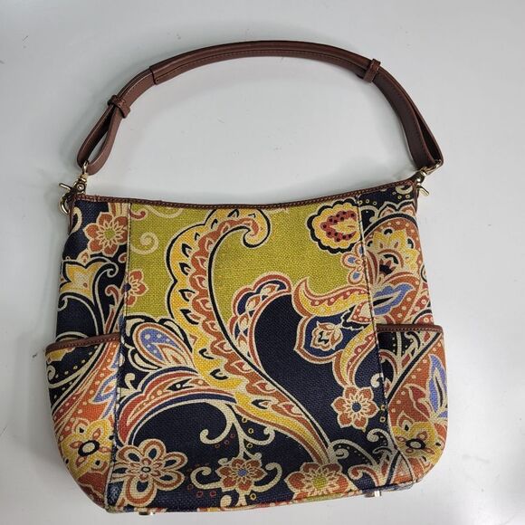 SPARTINA 449 LINEN + LEATHER RESORT FLORAL PREPPY PURSE BAG DAUFUSKIE ISLAND SC - Picture 7 of 16